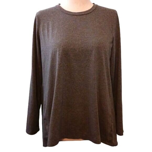 MOD Lusive Gray Crew Neck Long Sleeve Top High-Low Super Soft Tee Size L - Picture 1 of 10